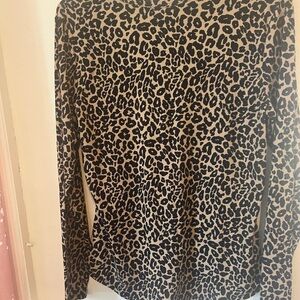 No Boundaries Leopard Print Long Sleeve Top - Black & tan